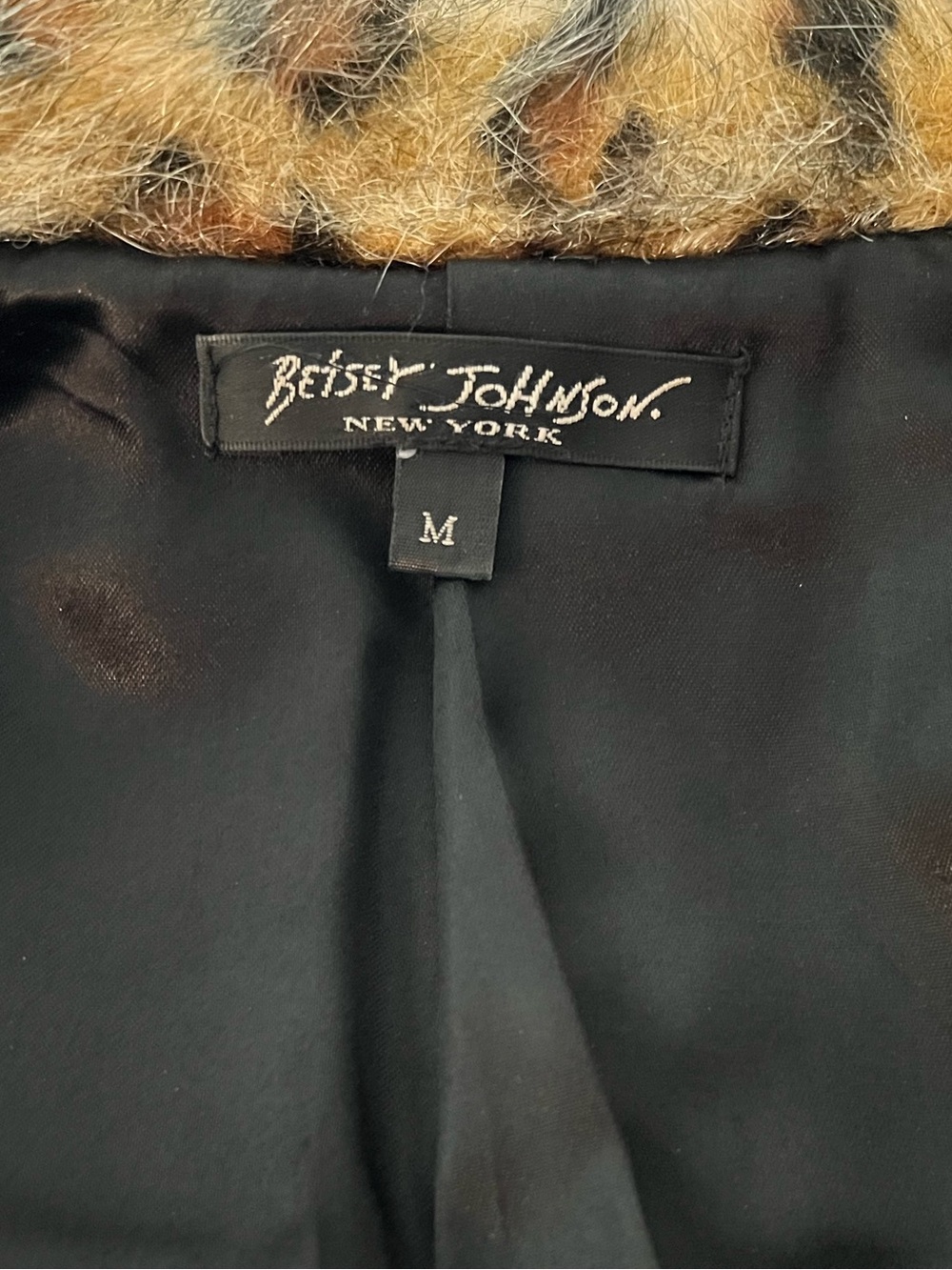 Vintage 90 Y2K Betsey Johnson New York Faux Fur Leopard Print Duster Coat Jacket - Picture 9 of 10